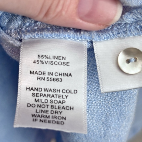 C&C California Light Blue Linen Blend Midi Shirt Dress Size Medium - Picture 12 of 12